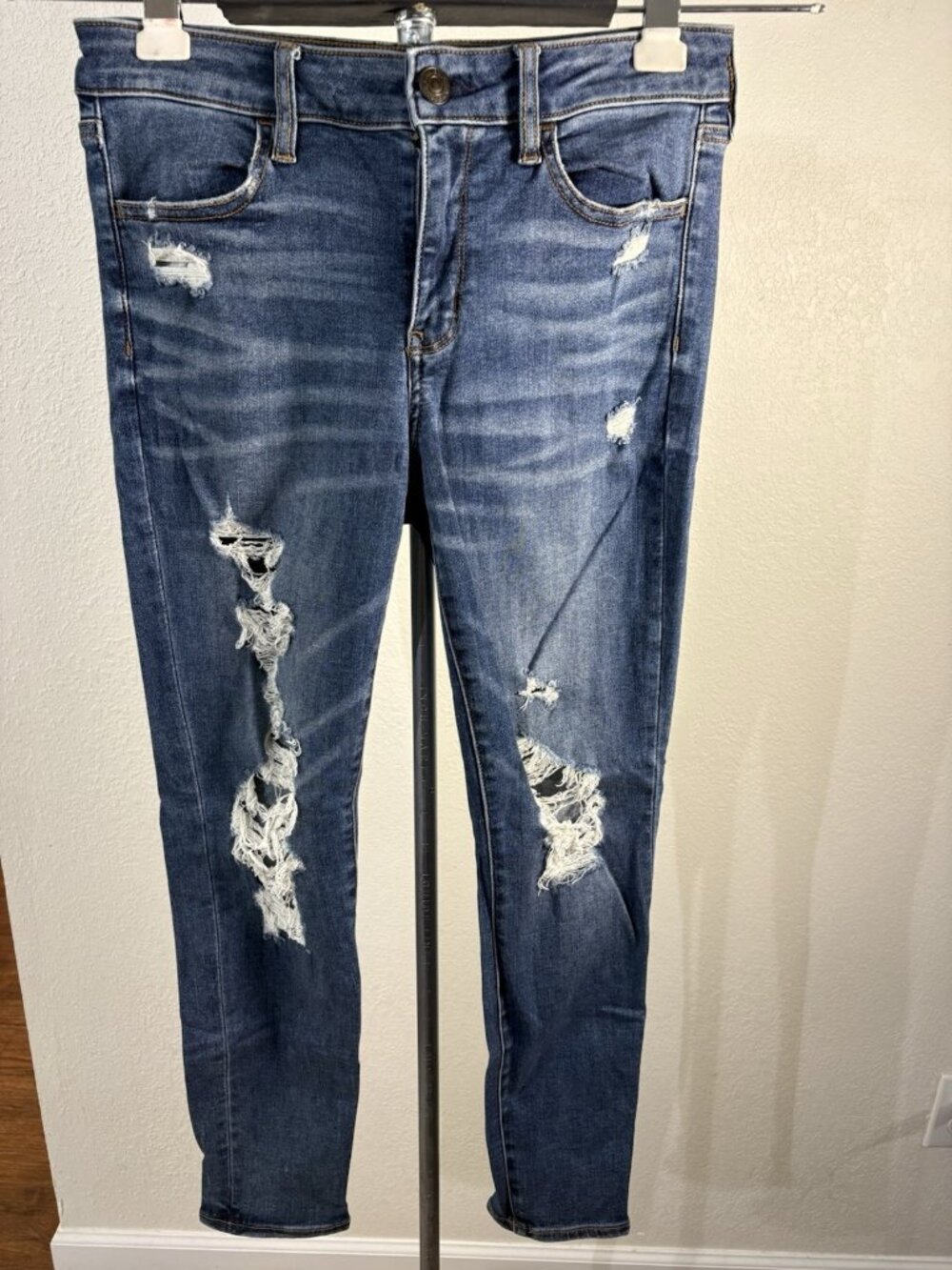 American Eagle Jegging Crop Womens 8 Jeans Next Level Stretch 30X26 Distressed